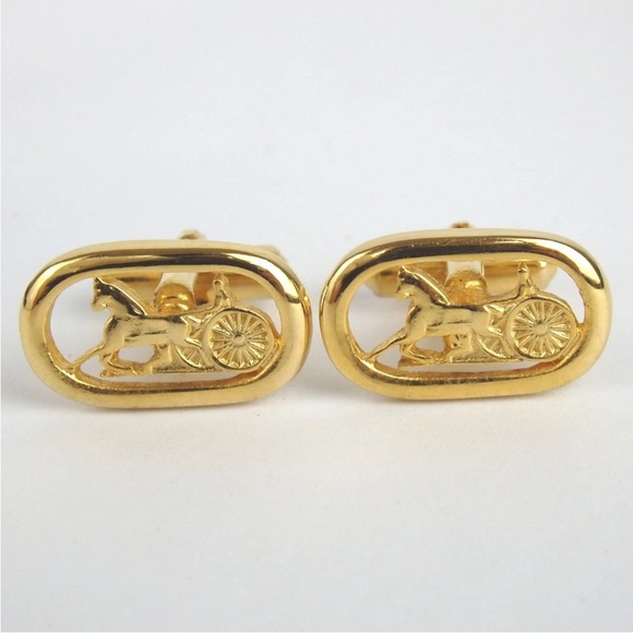 Burberry Gold Horse and Chariot Cuff Links - Picture 1 of 4